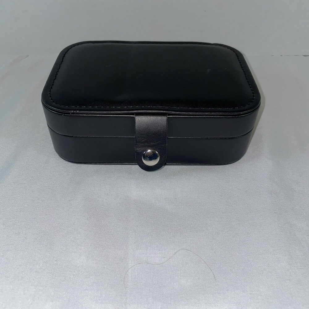 Black Faux Leather Travel Jewelry Organizer Case Small Portable Storage‎ Box